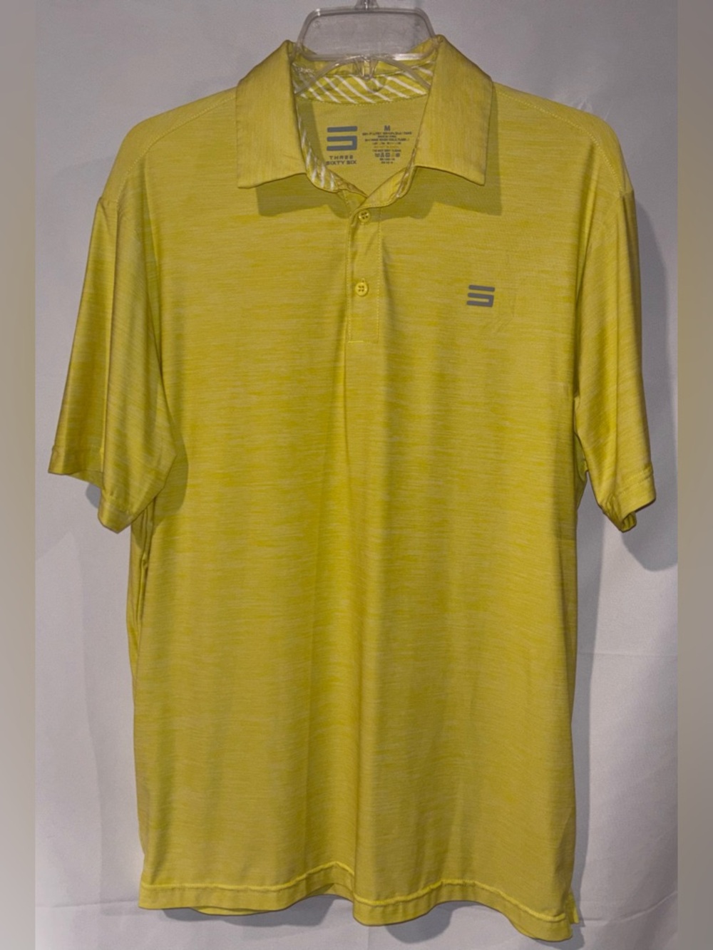Three Sixty Six Golf Polo Yellow Shirt Size Medium